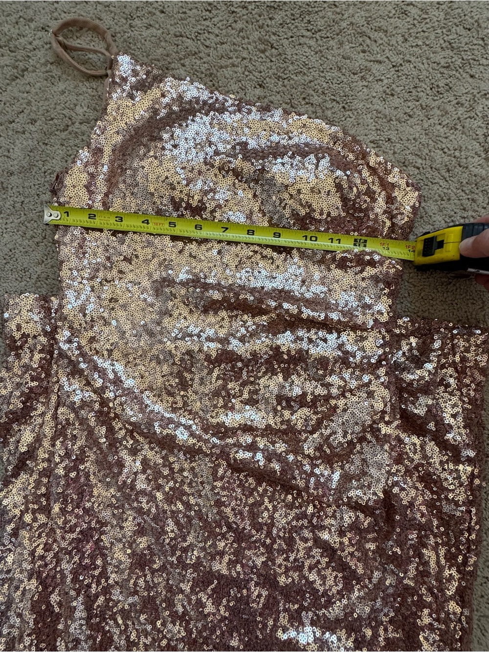 Revelry Dress Women’s 2 Rose Gold One-Shoulder Sequin - Picture 6 of 6